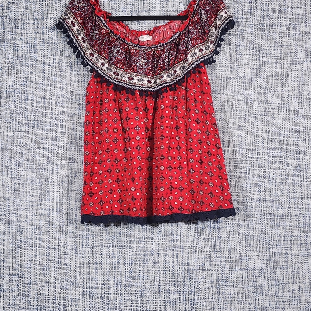 Westport Red and Black Short Sleeve Top
